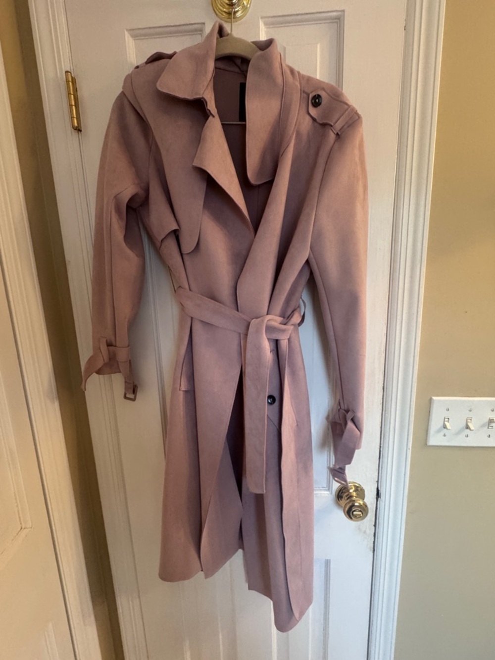 Zara: Buttery Soft Blush Pink Belted Trench Coat - Picture 2 of 3